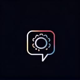 A simple line drawing of a speech bubble with a gear inside.