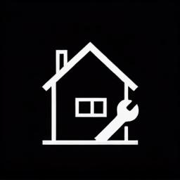 A simple line drawing of a house with a wrench icon beside it.